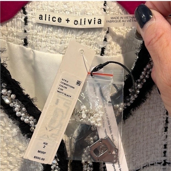 Alice + Olivia White and Black Checkered Jacket - Picture 4 of 5